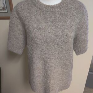 Industry Republic Women's Sweater in Heathered Brown, Short Sleeve Size Large